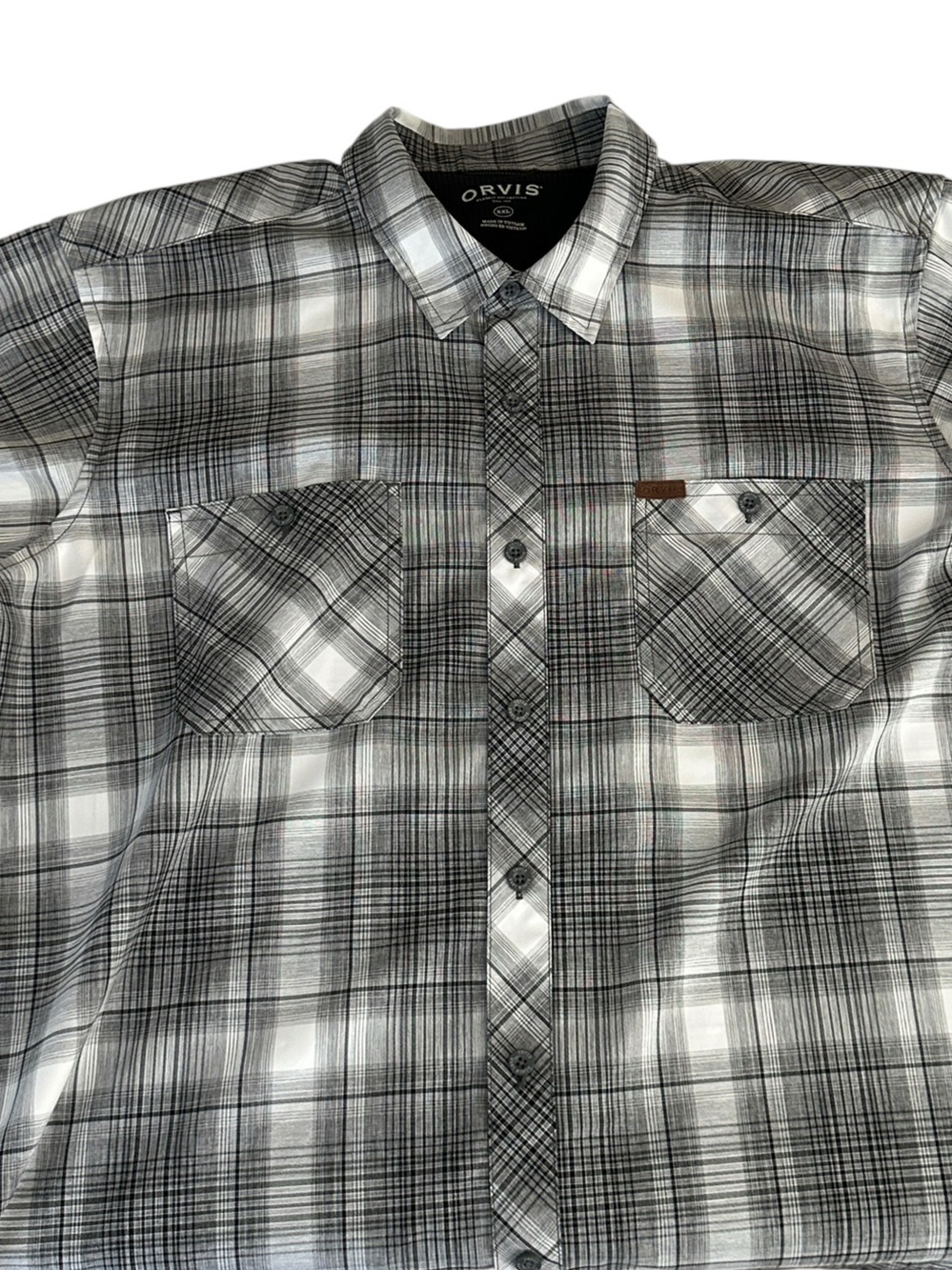 Orvis Men’s XXL Plaid Performance Fishing Shirt Vented Short Sleeve